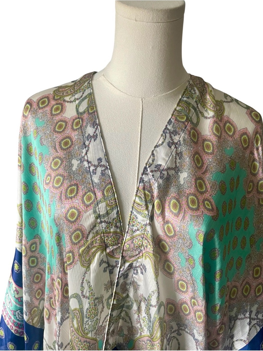 Umgee Navy Mix Boho Paisley Kimono Cover Up NWT S/M - Picture 3 of 12